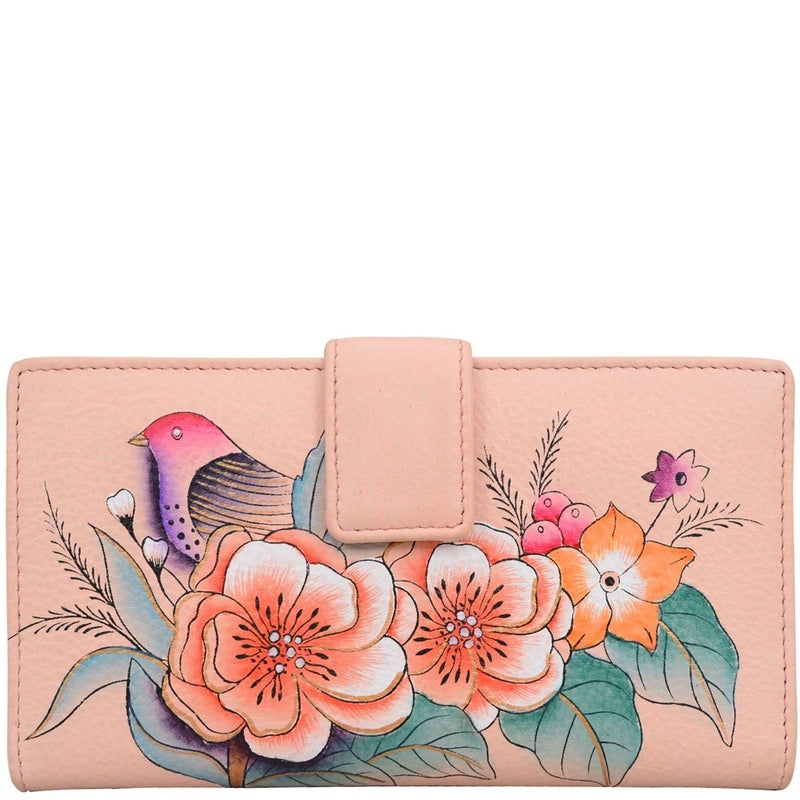 Anna by Anuschka Womenâ€™s Hand-Painted Genuine Leather Two Fold Wallet - Vintage Garden